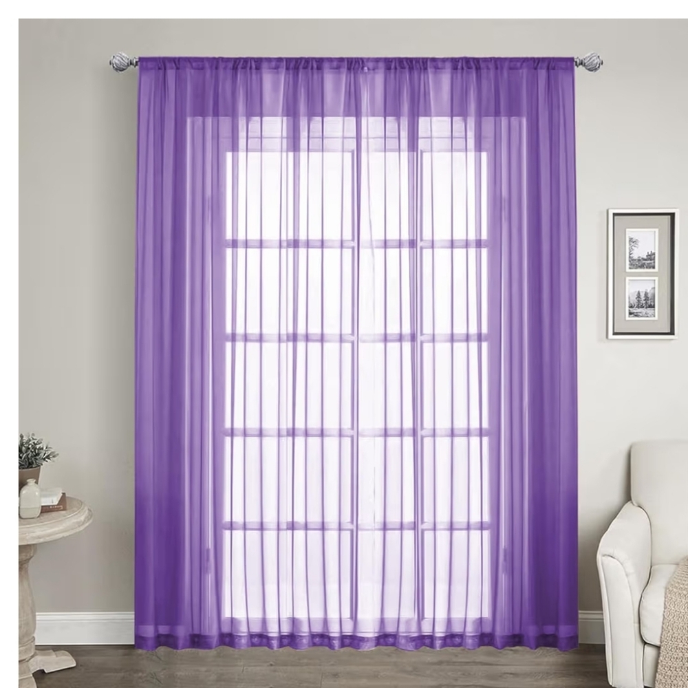 Purple Sheer Curtain Panel